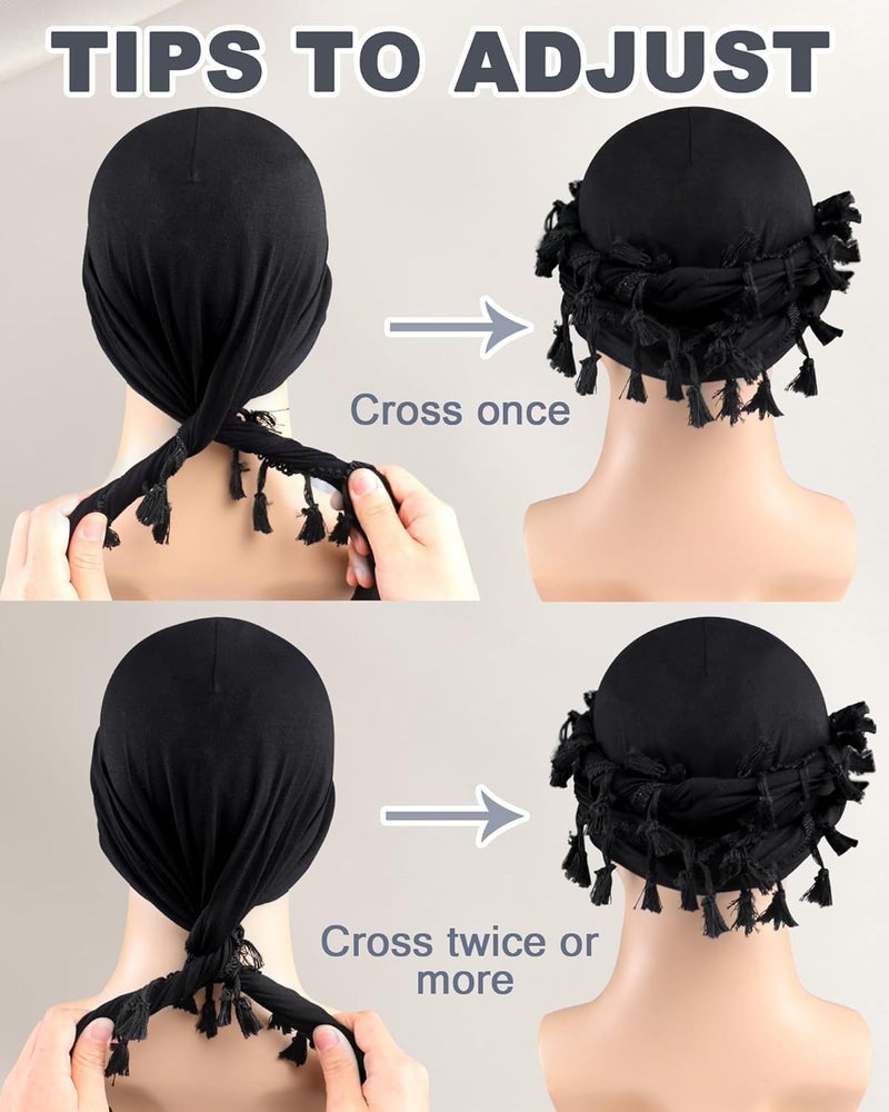 Babalet Store طرحة هالو للرجال والنساء بطانة ساتان دوراج أغطية رأس قبعة جمجمة مسبقة الربط مع خيوط ضفيرة قبعة عتيقة ملتوية - Image 5